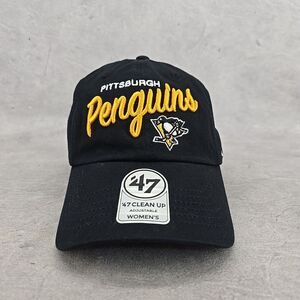 Pittsburgh Penguins 47 Brand Hat Script Logo Strapback Black Color‎ One Size Cap
